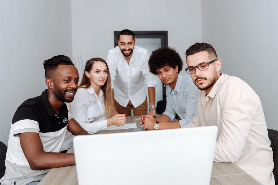 western diverse young professionals team collaborating