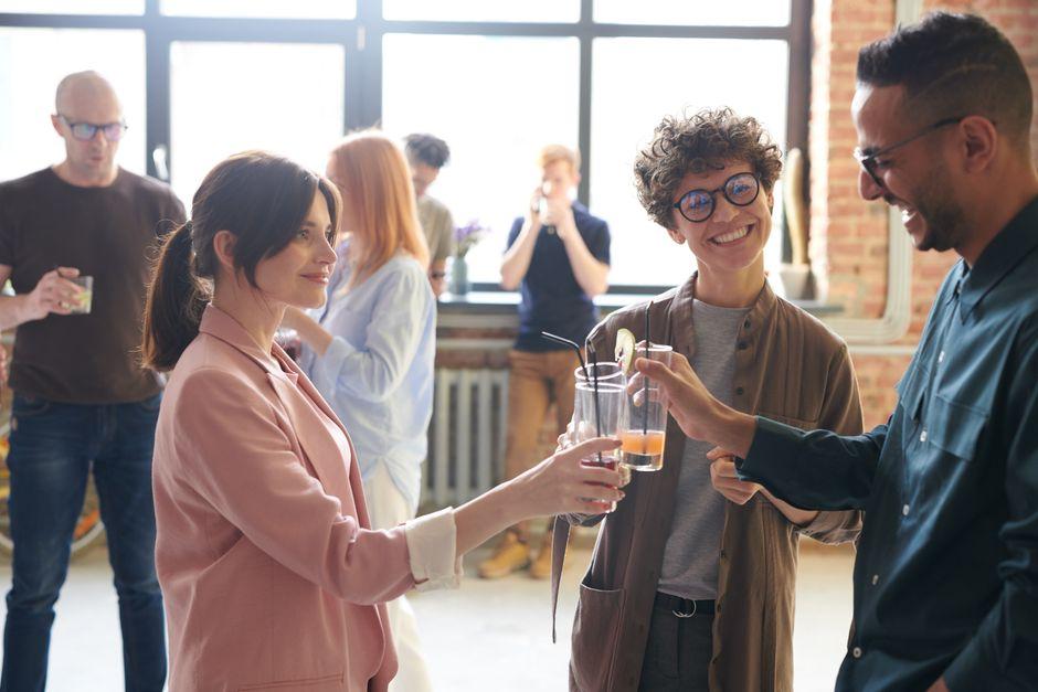 people talking blurred background